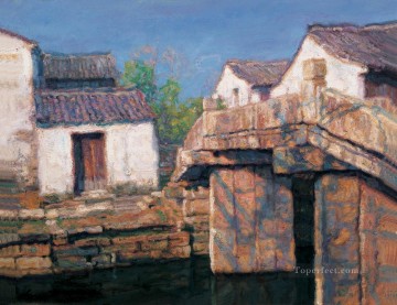 River Village Mediodía Shanshui Paisaje Chino Pinturas al óleo